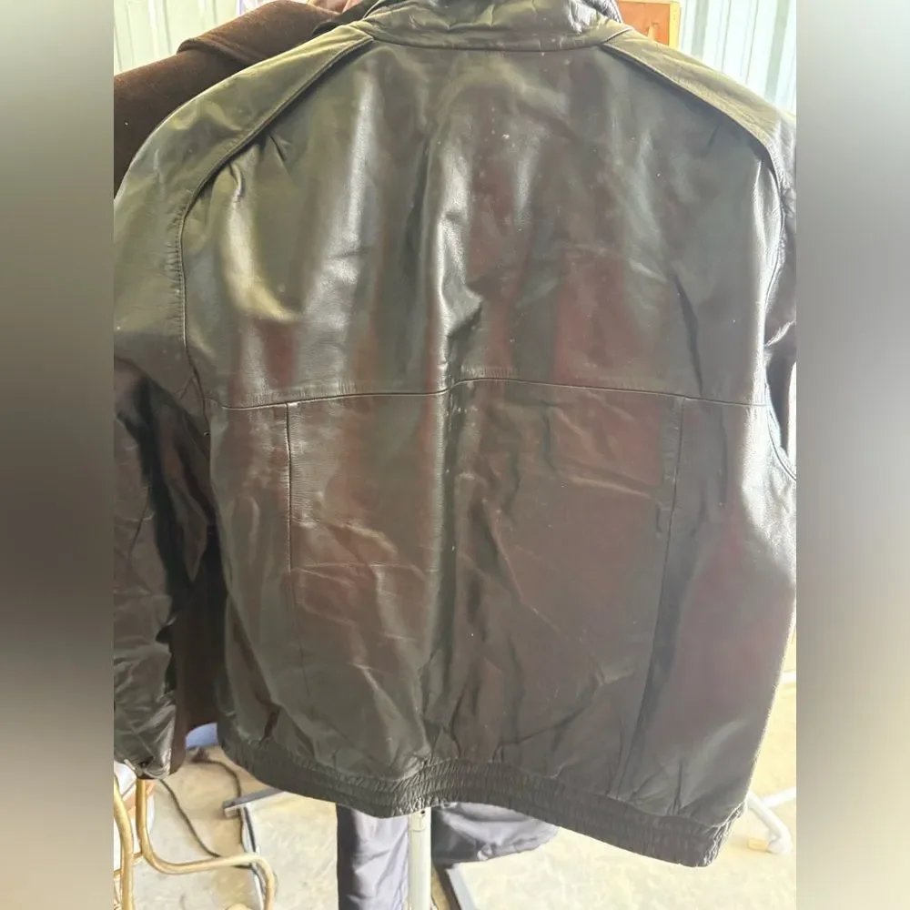 Vintage Berman's Men's Leather Jacket removable vest black Pockets Korea 38
